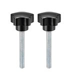 sourcing map 2 Pcs Star Knobs Grips M8 x 70mm Male Thread Steel Zinc Stud Replacement PP