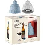 Monkey Business Beanie Wine Stopper | 2 Wine Stoppers in 1 Pack | Cute Wine Accessories | Fun Kitchen Gadgets | Wine Stoppers for Wine Bottles | Knit-Beanie-Shaped Wine Bottle Stopper w/a Pom-Pom