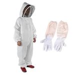 Aebor Bee Keeping Suit Cotton Full Body Beekeeping Suit Jacket Beekeeping Gloves, Men and Woman, Removable Ventilate hat Design, Suitable for Beginners and Commercial Beekeepers (XL)