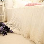 Brandream Lace Bed Skirt King Size Split Corners Cream White Shabby Dust Ruffle Bed Skirts 18 Inch Drop