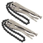 Glarks 2Pcs 9" Locking Chain Clamp with 20" Chain, Heavy-Duty Chain Vise Wrench Chain Clamp Locking Pliers with Steel Jaw and Quick Release Trigger, Easy Locking for Any Shaped Objects