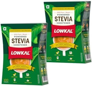 Lowkal Powdered Stevia Sweetener | 100% Plant Based Natural sweetener | Diabetic Friendly | Low Glycemic Index | Gut-friendly Herbs | Zero Sugar, Zero Calories | Available in Sachets (pack of 2)