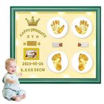 MCstars Baby Handprints and Footprints Clay Photo Frame, Mom's Keepsake Clay Photo Frame, Essential Newborn Photo Frame Gift (Golden Memories)