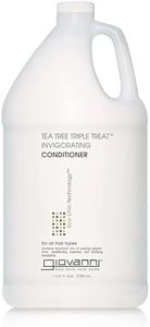 GIOVANNI Tea Tree Triple Treat Invigorating Conditioner - Cooling Peppermint, Eucalyptus, Rosemary, Helps Dry Flaking Scalp, Paraben Free, Helps to Moisturize, Smooth & Detangle - 128 oz