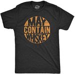 Mens May Contain Whiskey Tshirt Funny Liquor Drinking Party Graphic Tee Mens Funny T Shirts Liquor T Shirt for Men Funny Drinking T Shirt Novelty Tees for Black L