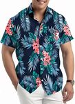 Hawagoos Hawaiian Shirts Men Short Sleeve Button Down Casual Beach Aloha Party Tropical Holiday Shirts (04NY, L)