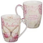 Mug Butterfly Pink Believe Mark 9: 23 (7.99)