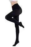 CozyWow Women's Run Resistant 80 D High Waist Semi Opaque Tights Soft and Elastic Pantyhose Black L-XL