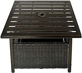 GiantexUK Rattan Outdoor Furniture Side Table, Patio Wicker Umbrella Side Table with Umbrella Hole, Garden Leisure Coffee Table for Backyard, Poolside and Beach