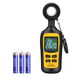 Handheld Digital Light Meter Ambient Temperature Measurer with Range up to 200,000 Lux with 4 Digit Color LCD Screen (Black)