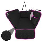 PetLux Back Seat Cover for Dogs, Durable Back Seat Cover, 100% Waterproof, Scratch Proof Nonslip Dog Hammock Seat Cover for Cars Sedan SUV, Truck with Mesh Window. (Hexagon Shape Mesh Pink)