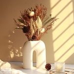 Craftribal Inverted U Shape Ceramic Minimalist Aesthetic Flower Vase | Pampas Grass Vase | Ceramic Vase | Home Decor Centrepiece | vase for Home Decor | Matte Finish, 10 inches (White)