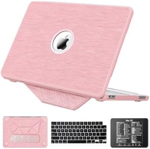 KAIJIAbox Compatible with MacBook Neo Case 13 inch A3404 2026 with A18 Pro Chip, 4 in 1 Kit Seamlessly Closes & Anti-Crack | Hard Shell Woven Fabric Cover | Stand | Keyboard Cover | Mouse Pad, Pink