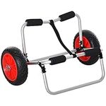 Soozier 198LBS Kayak Cart, Foldable Canoe Dolly, Kayak Carrier Transport Trailer w/NO-Flat Wheel and Aluminum Frame, Silver