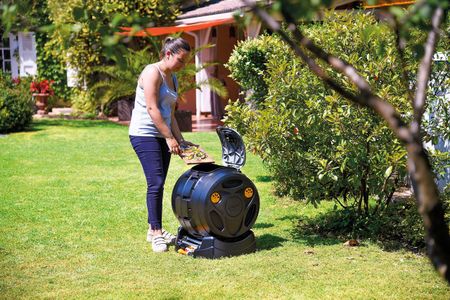 Hozelock Easymix 2-in-1 Rotating Composter, 100L – Fast Mixing, Black
