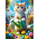 DPHERO DIY Cat Diamond Painting Kits for Adults,5D Flowers Diamond Art Kits for Beginners,Round Full Drill Kitten Diamond Painting Art,DIY Painting by Numbers Diamond Art Painting 12x16 inch