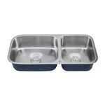 Hindware Kitchen Sink 37"x18"x8"| 304 Grade Stainless Steel | Pressed Double Bowl Sink with Waste Coupling | 25 Yrs Warranty on Product by Brand (Imperio UM, Matt)