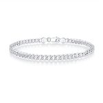 BRIJEWNES 925 Sterling Silver Clasp 5mm Cuban Link Chain Bracelets for Men Solid Diamond Cut Silver bracelet for Men Mens Bracelet Chain Bracelets for Men Jewelry Men Gifts, 5mm, Sterling Silver