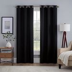 Eclipse Kylie Absolute Zero Blackout Noise Reducing Grommet Lined Window Curtains for Living Room (2 Panels), 37 in x 63 in, Black