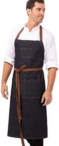 Chef Works Unisex Memphis Chefs Bib Apron, Indigo Blue, One Size