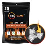 FireFlame Quick Instant Fire Starter - 100% Waterproof All-Purpose Indoor & Outdoor FireStarter, for Charcoal Starter, Campfire, Fireplace, Firepit, Smoker - Odorless and Non-Toxic - 20 Pouches in Bag