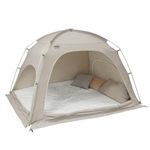 DDASUMI Fabric Indoor Bed Tent, Privacy Play Tent on Bed for Warm and Cozy Dream Sleep Tent, Floorless Type Tent.Cotton Feeling Tent,S-PE Pole, Washable Tents (Grey, Twin)