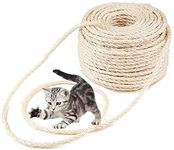 Parain Sisal Rope for Cat Scratcher 6mm (15m/49FT), Repair or Replace Cat Tree, Cat Scratching Post, Cat Tower,Cat Accessories Cat Rope