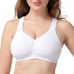 Ayigedu UK Women's Plus Size Bra Full Coverage Non-Wired Non-padded Minimizer Cotton Bra 38-DD White