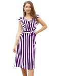 QUEEN ELLIE Women's A-Line Midi Dress (Medium, Purple and Grey)