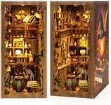 Book Nook Kit for Adult - THRIVINGIVAN Miniature Model Build Dollhouse Kit 3D Wooden Puzzle with Sensor Led Light for Bookshelf Bookend Insert Decor Adults Teen Crafts(Magic Bookstore)