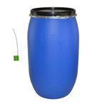 ITP Packaging 5 PACK 220 Litre Plastic Blue Open Top Storage Shipping Barrel Drum Keg with Lid and Latch Ring with Lock, UN Approved, Food Grade for Shipping, Air Tight…