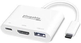 Plugable USB C to HDMI Multiport Adapter, 3-in-1 USB C Hub with 4K HDMI Output, USB 3.0 and USB-C Charging Port, Compatible with MacBook, Chromebook, Dell XPS, Thunderbolt 3 and More