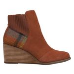 TOMS Womens Sadie Casual Boots Ankle Mid Heel 2-3" - Beige, Dark Ember Suede/Plaid, 8