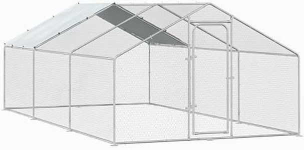 BOSSIN Large Metal Chicken Coop with Waterproof Cover, Poultry Cage Spire Shaped Coop, Walk-in and Heavy Duty Design, Chicken Run Duck House Resistant to Wind, rain, and UV Cover for Farm Yard Use