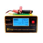 Etrogo Trickle Battery Charger 10A 12V/24V Auto Recognition Car Battery Fast Charger Intelligent Pulse Maintainer Auto Stop Charging Function with Large LED Screen for Car Boat Marine