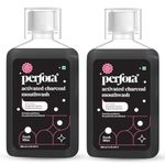Perfora Activated Charcoal Teeth Whitening Mouthwash - 200ml X 2 | Alcohol-Free Mouth Wash Liquid With Sodium Bi-Carbonate & Hyaluronic Acid | Freshens Breath & Removes Germs | Mouthwash For Oral Care