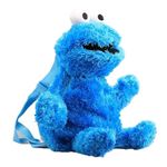 uiuoutoy Children Backpack Anime Sesame Street Plush Backpack Cartoon Elmo Cookie Monster Big Bird Soft Stuffed School Bag (Blue)