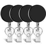 Selizo 4 Pieces Retractable Badge Holder ID Badge Holder Heavy Duty Badge Reel with Keychain Ring Clip for ID Key Card Badge