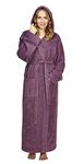 Arus Women's Pacific Style Full Length Hooded Turkish Cotton Bathrobe, M, Plum