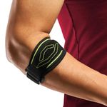 FREETOO Elbow Brace for Tendonitis, Dual Compression Tennis Elbow Brace for Men Women, Comfortable Knitted Golfers Forearm Brace for Weightlifting Workout, Pressure Relief & Sports(Black Green)
