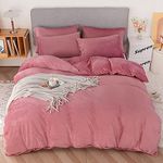 Crystal Velvet Fleece Thermal Flannelette (Pink) warm Duvet Cover Set Quilt Cover and Matching Pillowcases Super Soft Luxury Brushed Flannel Hotel Quality Extra Soft Premium Bedding Linen(Double)