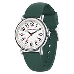 GOLDEN HOUR Waterproof Nurse Watch for Medical Professionals, Students Women Men - Military Time Luminouse Easy Read Dial, 24 Hour with Second Hand, Colorful Silicone Band, Dark Green, Japanese