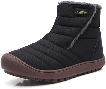 CARENURSE Mens Winter Snow Boots Water Resistant Warm Fur Lined Anti Slip Work Ankle Shoes Casual Lightweight Hiking Outdoor Trekking Boot, Black, 12