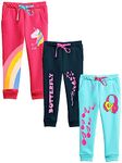 Kuchipoo Girls Track Pants - Pack Of 3 (Kuc-Low-133, 4-5 Years, Multi-Colored, Regular Fit)