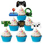 TUPARKA 60Pcs Video Game Themes Cake Toppers 6 Styles Cupcake Picks Decorations for Kids Gaming Birthday Fans Party Favors