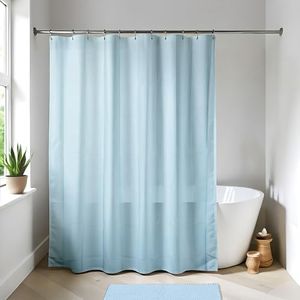 EVIDECO French Home Goods Light Blue Extra Long Waterproof Shower Curtain Liner 71x79 Inches