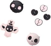 GeekShare Silicone Cross D-Pad Button Caps Set Joystick Cover - Cute ABXY Key Buttons Sticker Compatible with Nintendo Switch/OLED Joy Con - Sweetheart Skull
