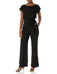 Eliza J Women's Cap Sleeve Wide Leg Jumpsuit, Black, 12
