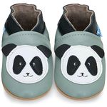 Juicy Bumbles Soft Leather Baby Shoes with Suede Soles - Toddler Shoes - Infant Shoes - Pre Walker Shoes - Crib Shoes, Panda, 12-18 Months