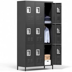 Spryygo 72" Height Metal Locker for Employees with 9 Door,Heavy Duty Steel Storage Lockers for Home Office School Gym Garage,Locker with Lock for Sports,Employees,Assembly Required
